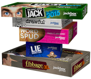 four Jack Box games stacked on top of each other